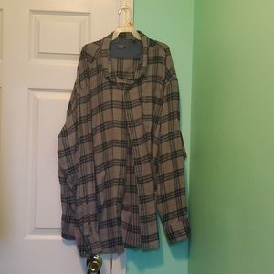Plaid shirt long sleeve button up soft feeling 3X